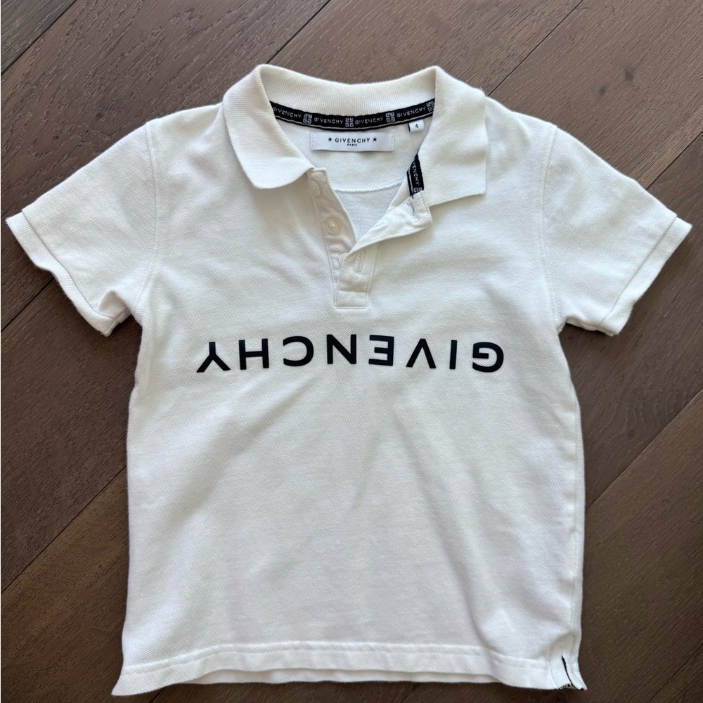 Givenchy Kids Cream Polo Shirt with Black Logo
